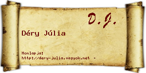 Déry Júlia névjegykártya